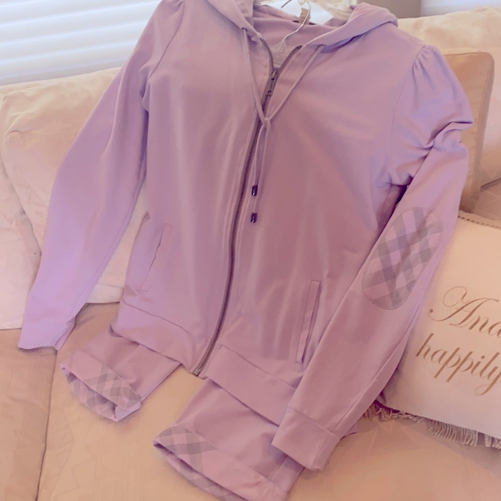 2 piece Burberry hoodie and crop jogger set